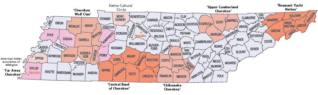 'Confederation of Tennessee Native Tribes' general areas
